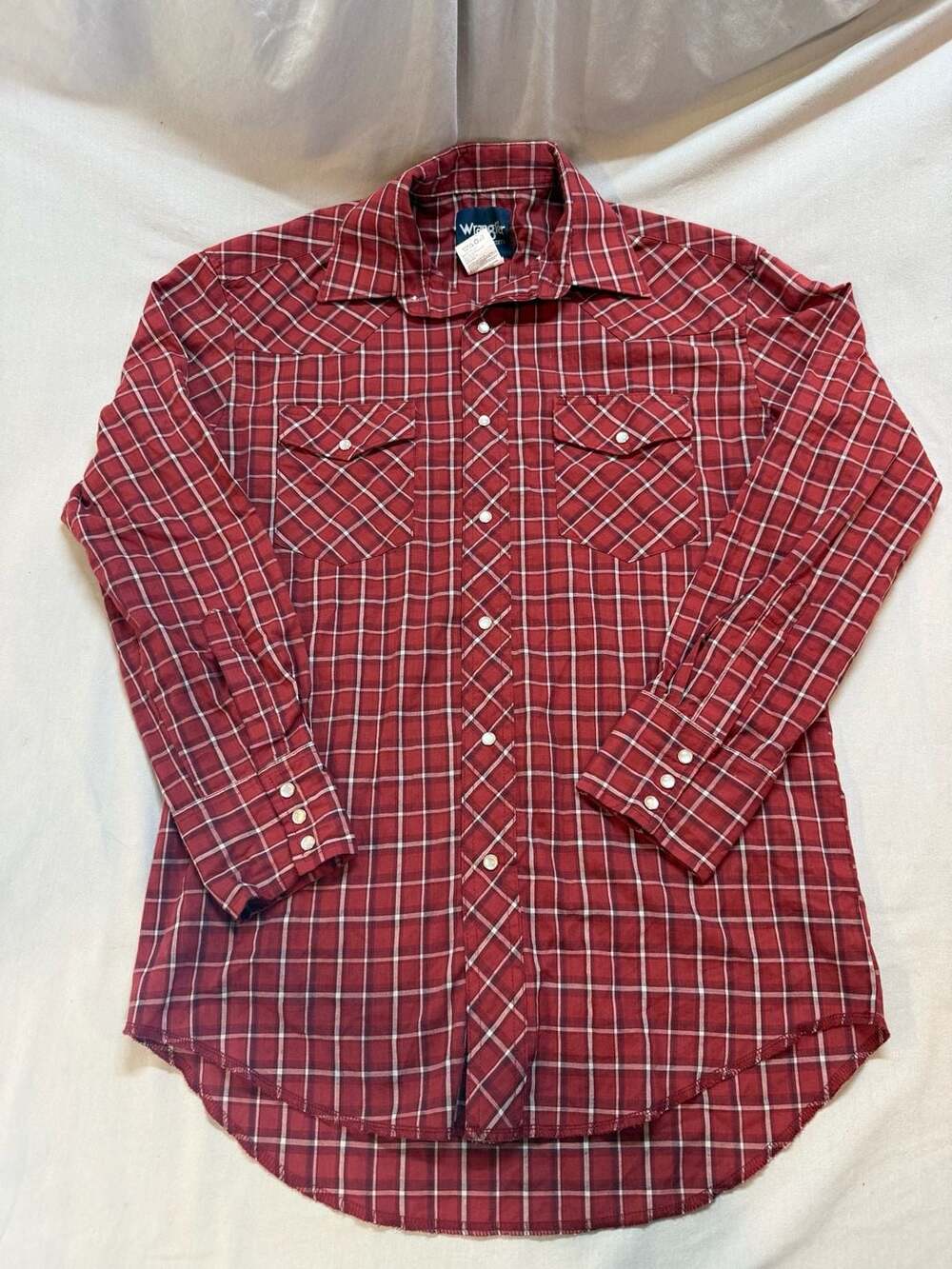 Wrangler Western Long Sleeve Pearl Snap Red Plaid Shirt